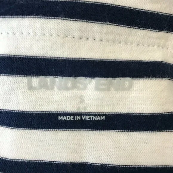 Land's End Womens Sleeveless Cotton Striped Navy White Shift Dress Size Small - Picture 4 of 7